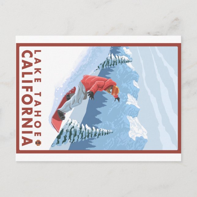 Snowboarder Scene - Sjö Tahoe, Kalifornien Vykort (Framsida)