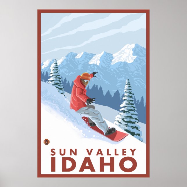 Snowboarder Scene - Sol Valley, Idaho Poster (Framsidan)