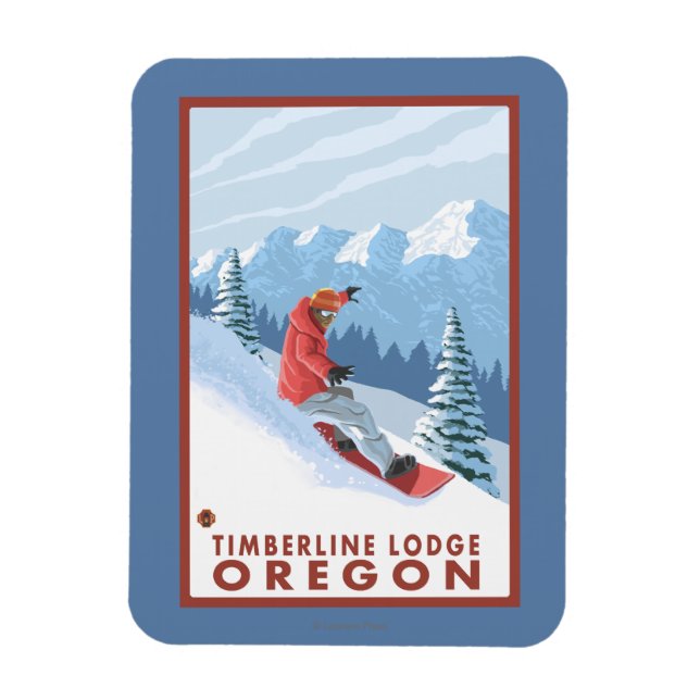 Snowboarder Scene - Timberline Lodge, Oregon Magnet (Vertikal)