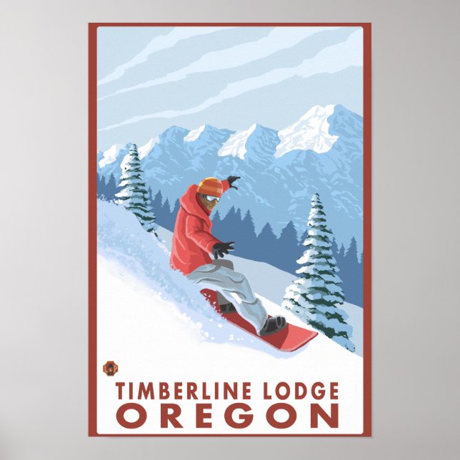 Snowboarder Scene - Timberline Lodge, Oregon Poster (Framsidan)