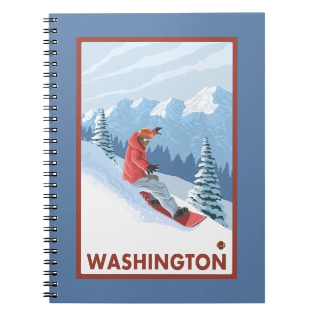 Snowboarder Scene - Washington Anteckningsbok Med Spiral (Framsidan)
