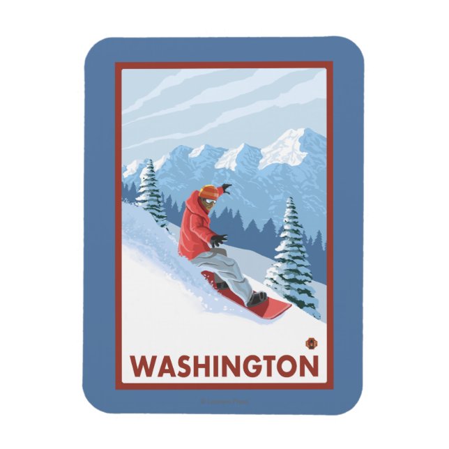 Snowboarder Scene - Washington Magnet (Vertikal)