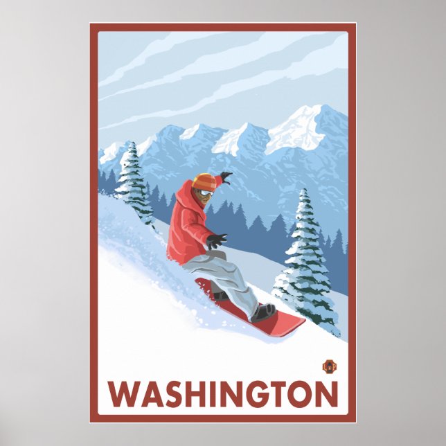 Snowboarder Scene - Washington Poster (Framsidan)