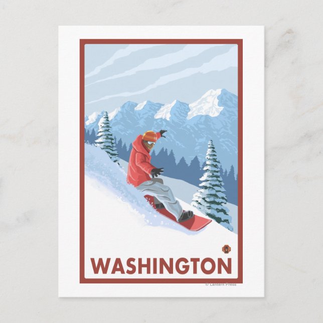 Snowboarder Scene - Washington Vykort (Framsida)