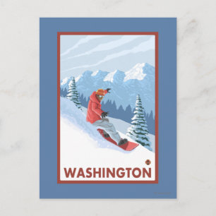 Snowboarder Scene - Washington Vykort