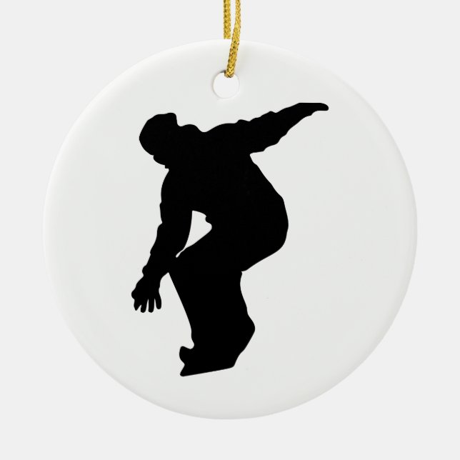 Snowboarder Silhouette Julgransprydnad Keramik (Framsidan)