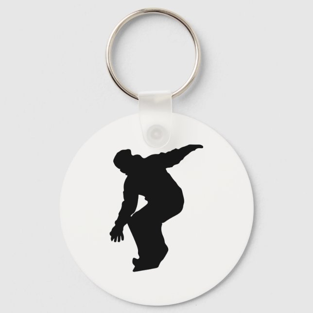 Snowboarder Silhouette Nyckelring (Framsida)