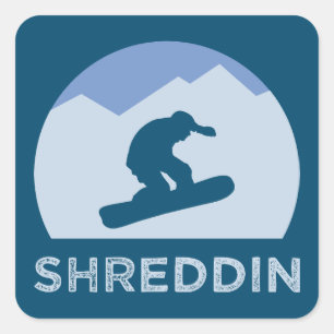 Snowboarder Silhouette Shreddin Coola Fyrkantigt Klistermärke