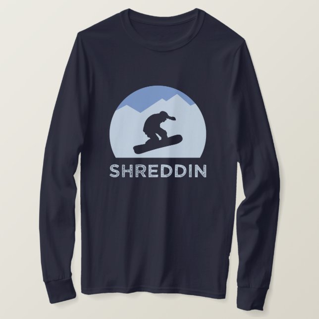Snowboarder Silhouette Shreddin Långärmad T Shirt (Design framsida)