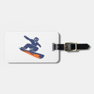 Snowboarder silhouette - Välj bakgrund färg Bagagebricka