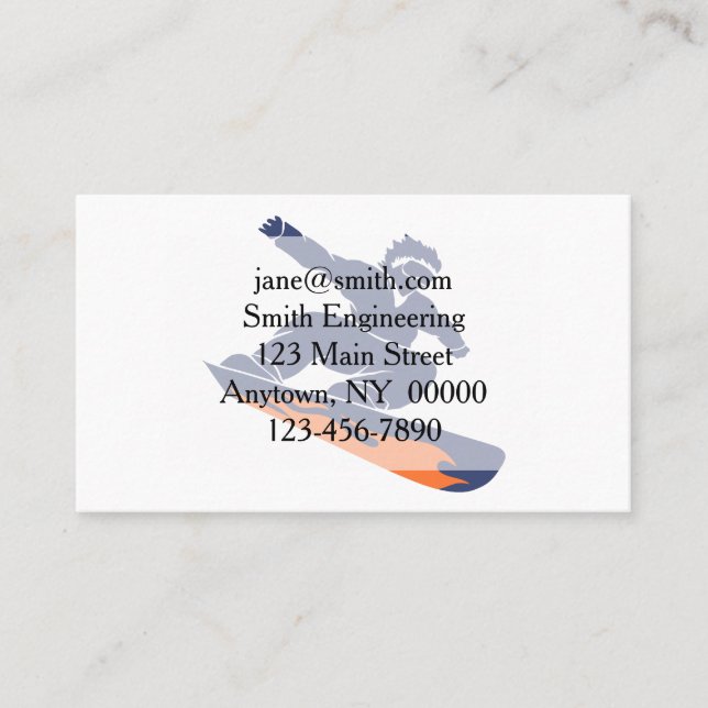 Snowboarder silhouette - Välj bakgrund färg Visitkort (Framsida)