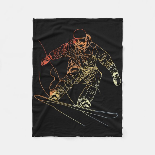 Snowboarder Sketch Vintage Alpine Snowboarding Fleecefilt (Framsidan)