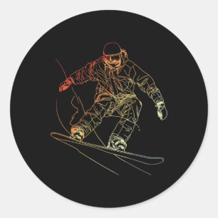 Snowboarder Sketch Vintage Alpine Snowboarding Runt Klistermärke