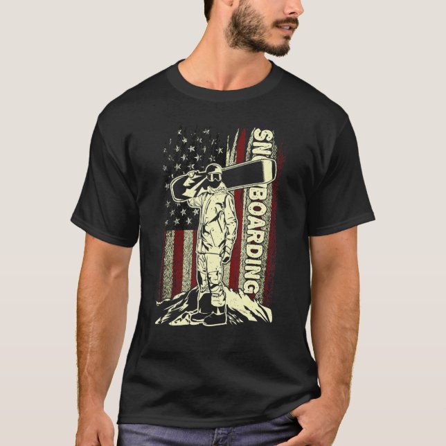 Snowboarder Skiing Snowboard Snowboarding American T Shirt (Framsida)