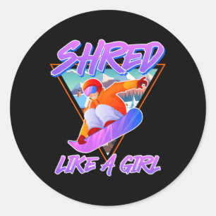 Snowboarder skrevs som en flicka i Snowboard Girls Runt Klistermärke
