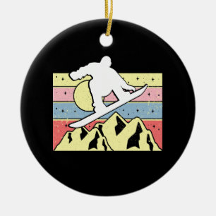 Snowboarder Snowboarding Snowboard Retro Julgransprydnad Keramik