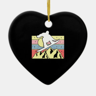 Snowboarder Snowboarding Snowboard Retro Julgransprydnad Keramik