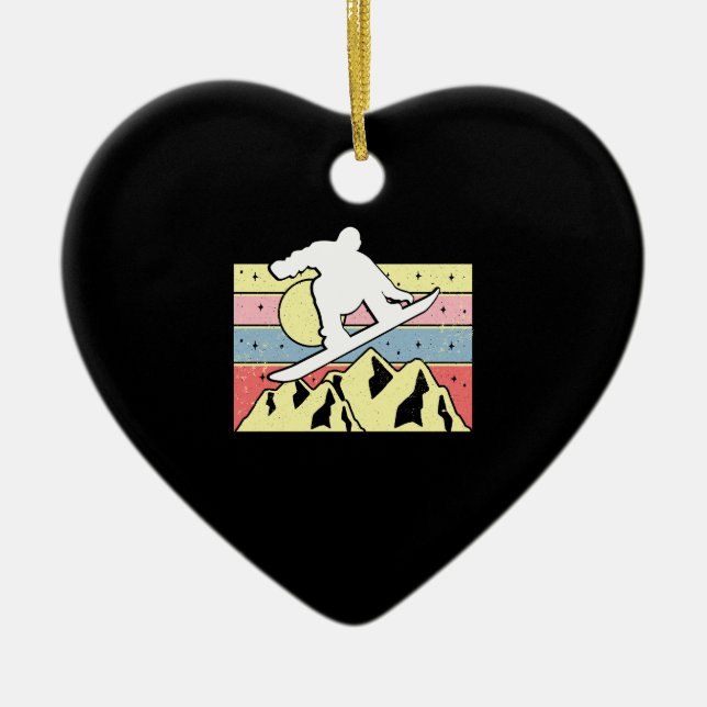 Snowboarder Snowboarding Snowboard Retro Julgransprydnad Keramik (Framsidan)