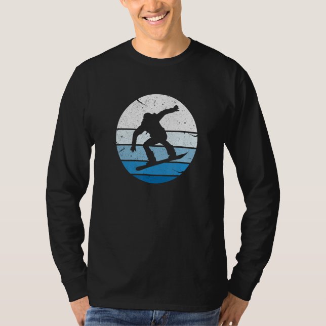 Snowboarder Snowboarding Snowboard Silhouette Vint T Shirt (Framsida)