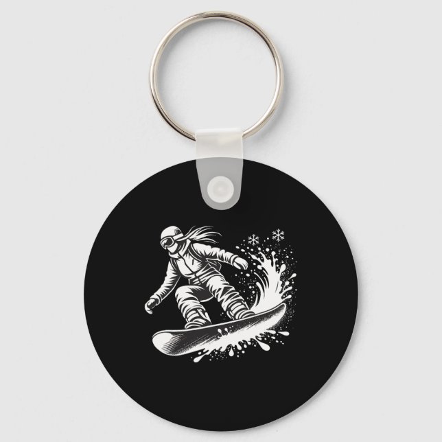 Snowboarder Snowboarding Winter Slope Downhill Hol Nyckelring (Framsida)
