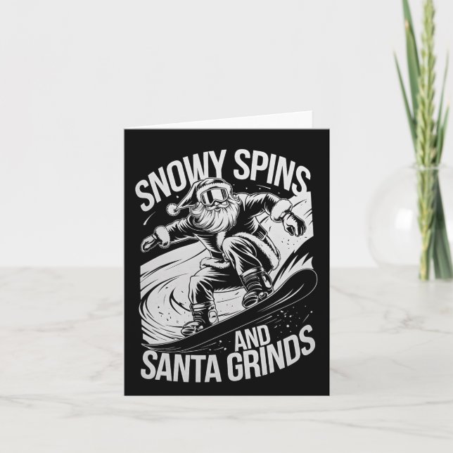 Snowboarder Snowy Spins Santa Grinds Sno Kort (Framsida)