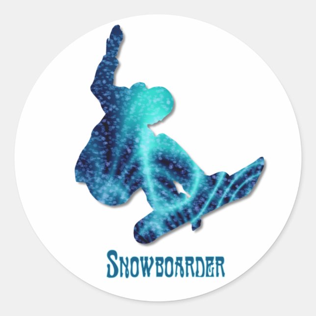 Snowboarder Stickers Runt Klistermärke (Framsida)