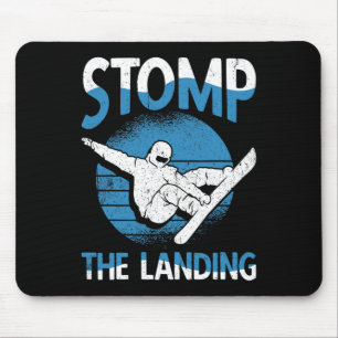 Snowboarder stomp landningsskidens sotbärare musmatta