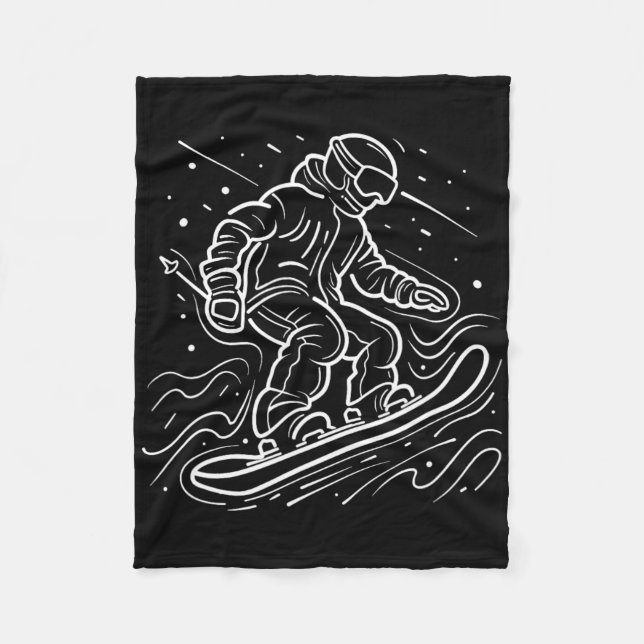 Snowboarder Teckning Snowboarding Lessons Fleecefilt (Framsidan)