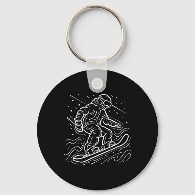 Snowboarder Teckning Snowboarding Lessons Nyckelring (Framsida)