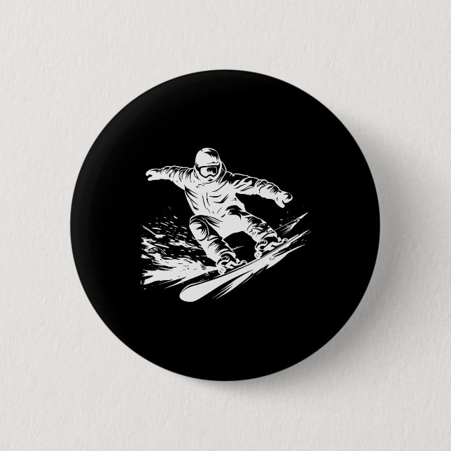 Snowboarder Teckning Snowboarding Slope Knapp (Framsida)