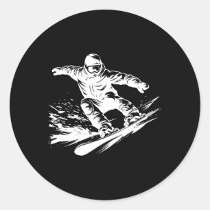 Snowboarder Teckning Snowboarding Slope Runt Klistermärke