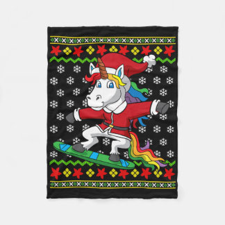 Snowboarder Unicorn Santa Snowboarding jul S Fleecefilt