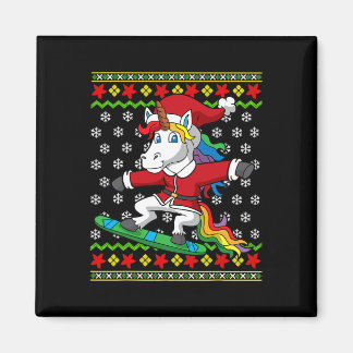 Snowboarder Unicorn Santa Snowboarding jul S Magnet