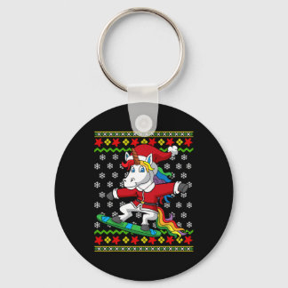 Snowboarder Unicorn Santa Snowboarding jul S Nyckelring