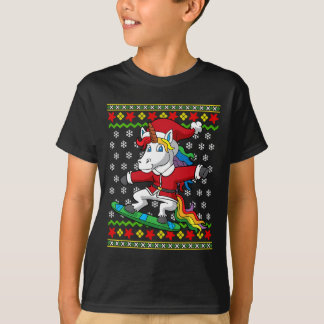 Snowboarder Unicorn Santa Snowboarding jul S T Shirt