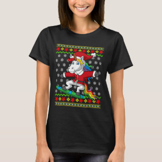 Snowboarder Unicorn Santa Snowboarding jul S T Shirt