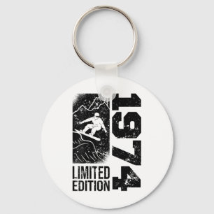 Snowboarder Vintage 1974 Birthday Snowboarding Sno Nyckelring