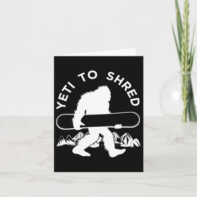 Snowboarder Yeti T Shirt Kort (Framsida)