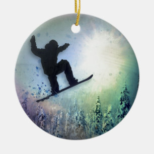 Snowboarderen: Luft Julgransprydnad Keramik