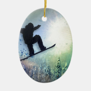 Snowboarderen: Luft Julgransprydnad Keramik