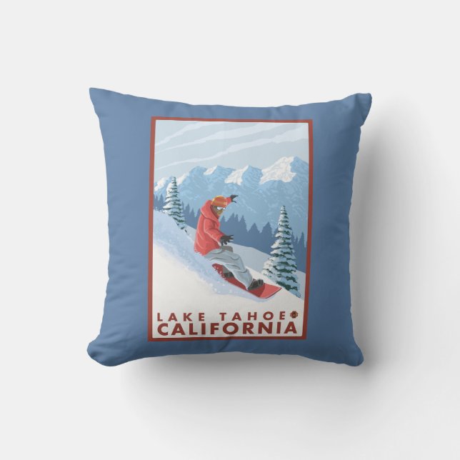 Snowboarderplats - Lake Tahoe, Kalifornien Kudde (Framsida)