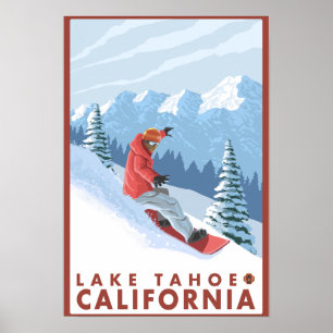Snowboarderplats - Lake Tahoe, Kalifornien Poster