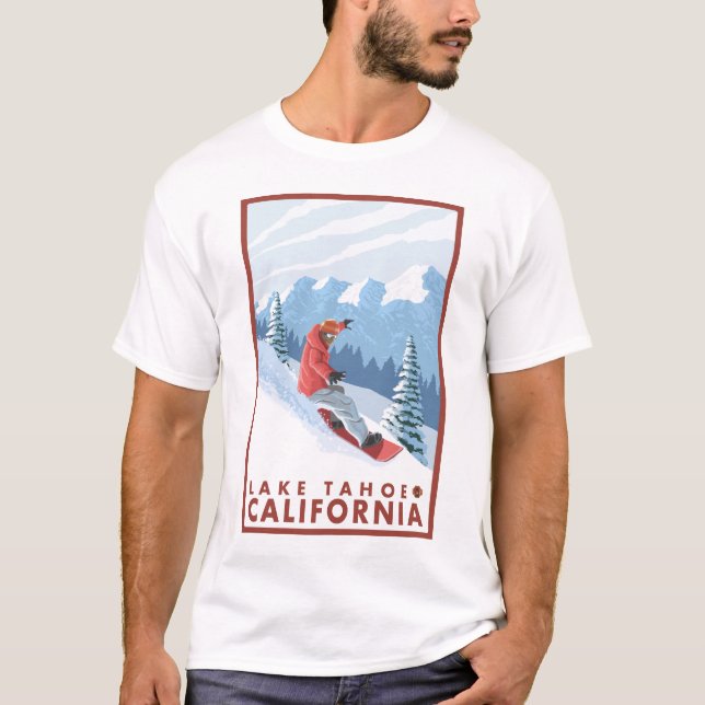 Snowboarderplats - Lake Tahoe, Kalifornien Tee Shirt (Framsida)