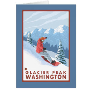 Snowboarderplats - maximal glaciär, Washington Hälsningskort