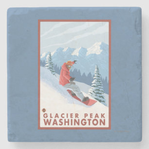 Snowboarderplats - maximal glaciär, Washington Stenunderlägg