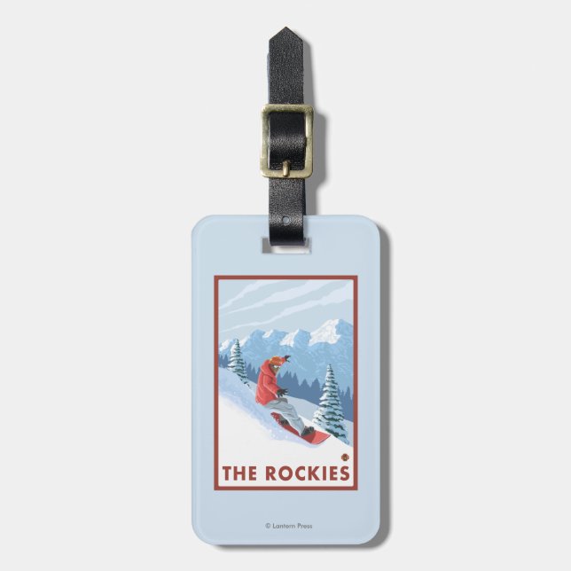 Snowboarderplats - Rockiesna Bagagebricka (Vertikal Framsida)