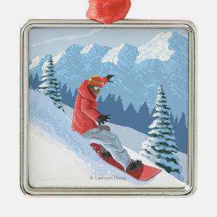 Snowboarderplats - Rockiesna Julgransprydnad Metall