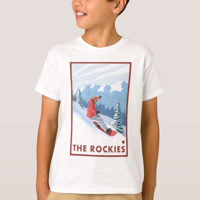 Snowboarderplats - Rockiesna T Shirt (Framsida)