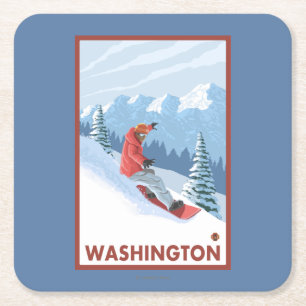 Snowboarderplats - Washington Underlägg Papper Kvadrat