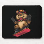 Snowboarding Animals- Beaver på en snöbräda Musmatta<br><div class="desc">Nattbordning på djur- Beaver på smuts-bord 2</div>